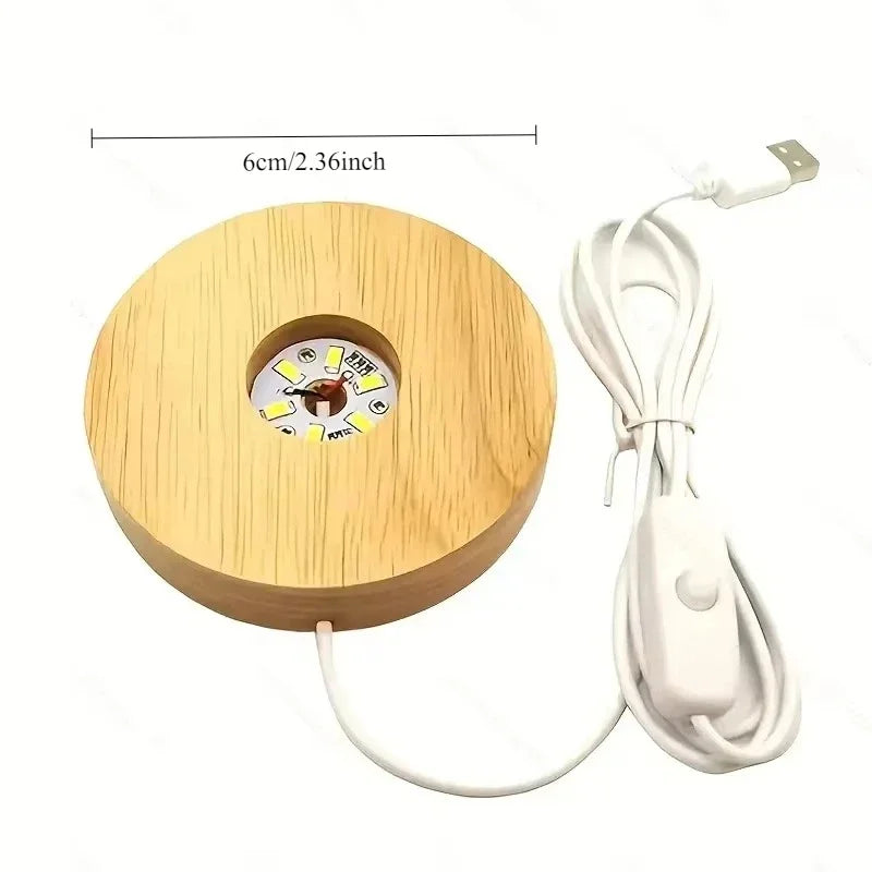 Wood Desktop Decorative Lights Light Base Night Light Wooden Led Usb Display Light Display Stand Lamp Holder Lamp Art Ornament