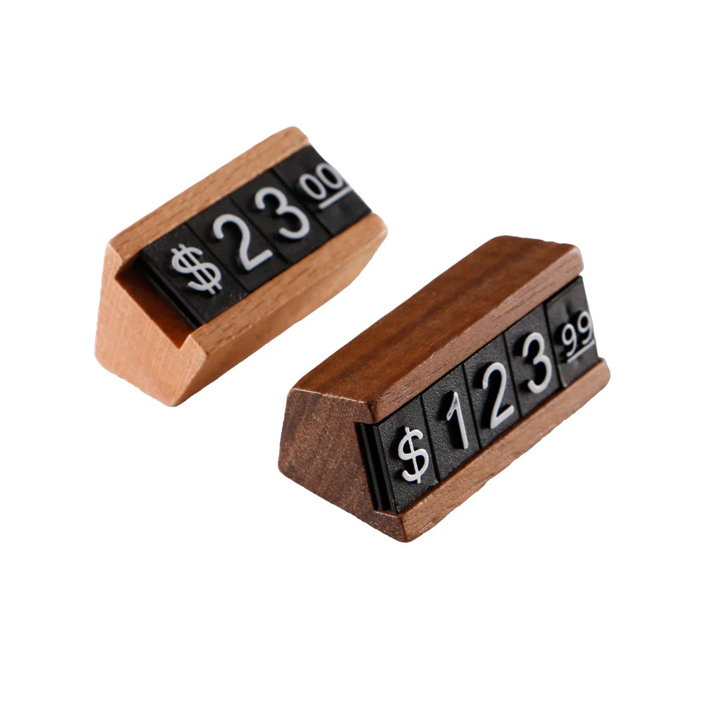 Wood Adjustable Number Letter Price Label Commodity, Wine, Tea, Beauty Products Display Plate Price Cube Tags