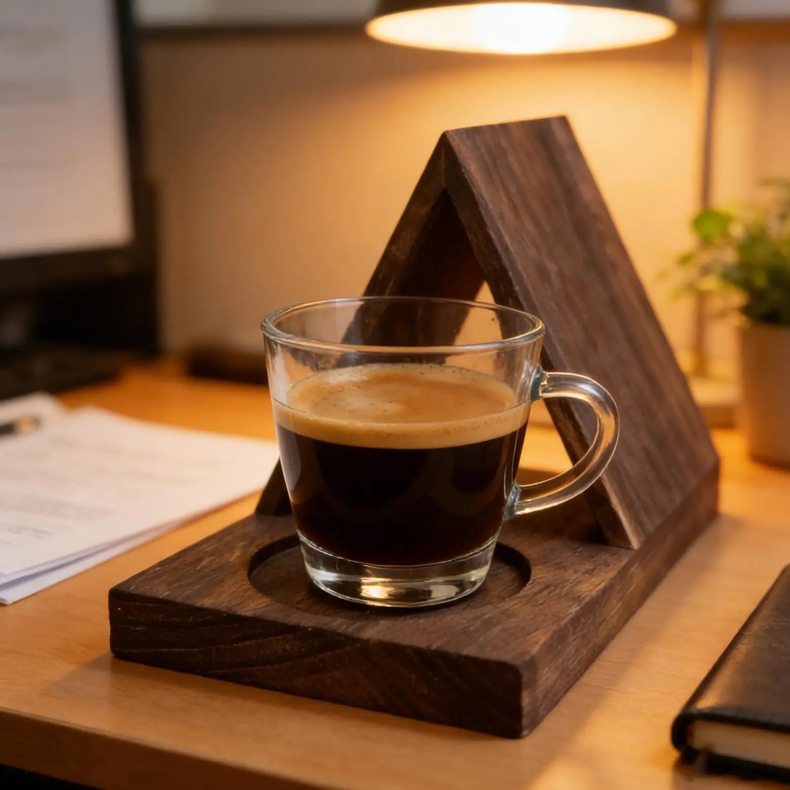 Wood Book Stand Wooden Page Rest Book Rest for Reading with Cup Holder for Bedside Nightstand Desktop Study Library Home Decor